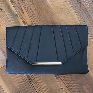 NEW LOOK Black Pleated Vegan Faux Leather Clutch